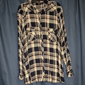 Torrid Black and Pink Plaid Top